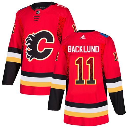 Adidas Flames #11 Mikael Backlund Red Home Authentic Drift Fashion ...